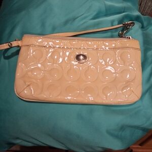Coach Glossy Tan Wristlet